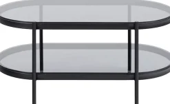 ACTONA GROUP Couchtisch 1 Stk. tlg. tischplatte aus gehärtetem Rauchglas.Oval, 1 Ablage, B: 95 cm
