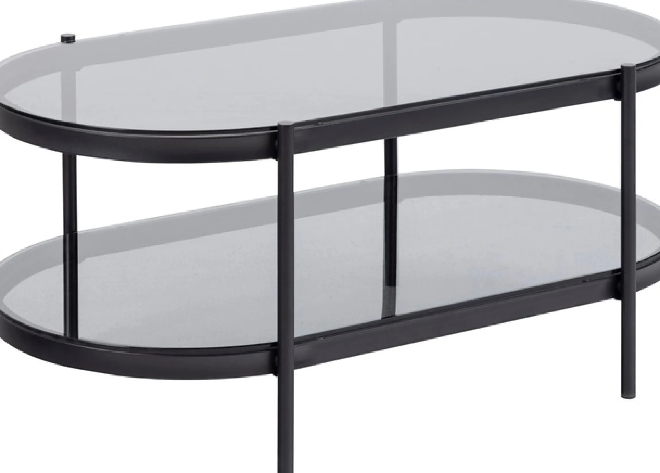 ACTONA GROUP Couchtisch 1 Stk. tlg. tischplatte aus gehärtetem Rauchglas.Oval, 1 Ablage, B: 95 cm