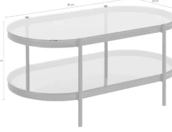 ACTONA GROUP Couchtisch 1 Stk. tlg. tischplatte aus gehärtetem Rauchglas.Oval, 1 Ablage, B: 95 cm