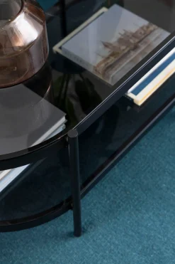 ACTONA GROUP Couchtisch 1 Stk. tlg. tischplatte aus gehärtetem Rauchglas.Oval, 1 Ablage, B: 95 cm