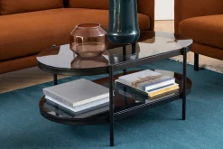 ACTONA GROUP Couchtisch 1 Stk. tlg. tischplatte aus gehärtetem Rauchglas.Oval, 1 Ablage, B: 95 cm