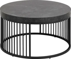ACTONA GROUP Couchtisch »Strington« Rund Sofatisch,Izmir matt schwarz rau Melamin, Ø65x35cm