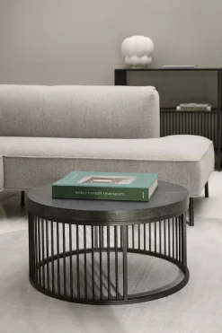 ACTONA GROUP Couchtisch »Strington« Rund Sofatisch,Izmir matt schwarz rau Melamin, Ø65x35cm