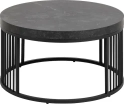 ACTONA GROUP Couchtisch »Strington« Rund Sofatisch,Izmir matt schwarz rau Melamin, Ø65x35cm