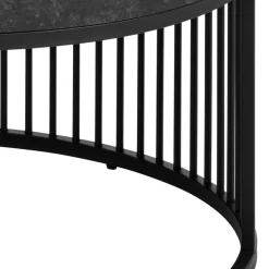 ACTONA GROUP Couchtisch »Strington« Rund Sofatisch,Izmir matt schwarz rau Melamin, Ø65x35cm