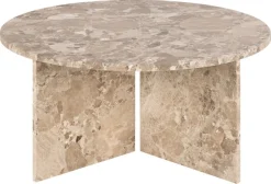 ACTONA GROUP Couchtisch »Vega« Couchtisch, und V-förmig Gestell matt Latte lackiert Marmor, Ø90x42 cm