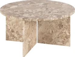 ACTONA GROUP Couchtisch »Vega« Couchtisch, und V-förmig Gestell matt Latte lackiert Marmor, Ø90x42 cm