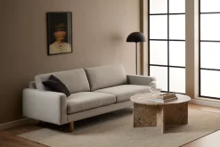 ACTONA GROUP Couchtisch »Vega« Couchtisch, und V-förmig Gestell matt Latte lackiert Marmor, Ø90x42 cm