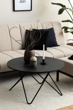 ACTONA GROUP Couchtisch »Wyre« Wohnzimmertisch, Sofatisch, Kaffeetisch, OTTOs Choice,rund, schwarzer Marmor-Look, schwarzer Stahldrahtfuß, T: 80 cm