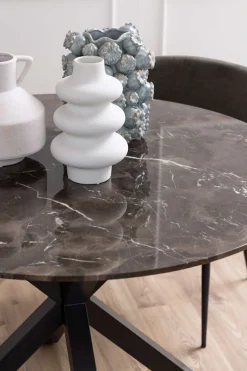 ACTONA GROUP Esstisch »Heaven, runde Tischplatte aus foliertem Emperador-Marmor, Ø 120« Robust & pflegeleicht, Stahl Kreuzfuß, Platz für 4 Personen