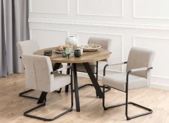 ACTONA GROUP Esstisch »Zalida Esszimmertisch, rund,« Eichenoptik, schwarze Stahlbeine, Verlängerungsplatten T: 120/210 cm