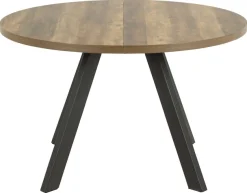 ACTONA GROUP Esstisch »Zalida Esszimmertisch, rund,« Eichenoptik, schwarze Stahlbeine, Verlängerungsplatten T: 120/210 cm