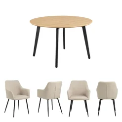 ACTONA GROUP Esszimmer-Set »Essgruppe, Speisetisch mit Wohnzimmerstühlen« Set, 1x Tisch + 4x Stühle, 5 Stk. tlg.