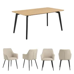 ACTONA GROUP Esszimmer-Set »Essgruppe, Speisetisch mit Wohnzimmerstühlen« Set, 1x Tisch + 4x Stühle, 5 Stk. tlg.