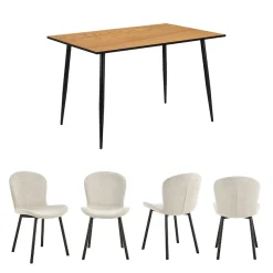 ACTONA GROUP Esszimmer-Set »Esspruppe, Speisetisch mit Wohnzimmerstühlen« Komplett-Set, 1x Tisch + 4x Stuhle, 5 Stk. tlg.