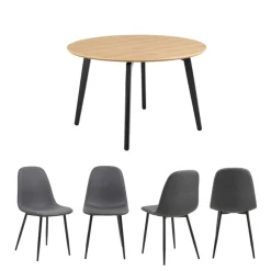 ACTONA GROUP Esszimmer-Set »Essgruppe, Speisetisch mit Wohnzimmerstühlen« Set, 1x Tisch + 4x Stühle, 5 Stk. tlg.