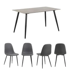 ACTONA GROUP Esszimmer-Set »Essgruppe, Speisetisch mit Stühlen« Komplett-Set, 1x Tisch + 4x Stühle, 5 Stk. tlg.