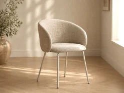 ACTONA GROUP Esszimmerstuhl »Eleanor 2er Set, gepolstert mit Armlehne, bequem, modern, beige« (Set) Skandinavisches Design, hoher Sitzkomfort & weicher Stoff