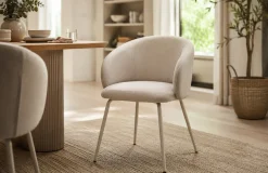 ACTONA GROUP Esszimmerstuhl »Eleanor 2er Set, gepolstert mit Armlehne, bequem, modern, beige« (Set) Skandinavisches Design, hoher Sitzkomfort & weicher Stoff