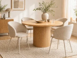 ACTONA GROUP Esszimmerstuhl »Eleanor 2er Set, gepolstert mit Armlehne, bequem, modern, beige« (Set) Skandinavisches Design, hoher Sitzkomfort & weicher Stoff