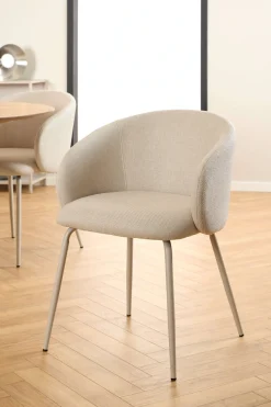 ACTONA GROUP Esszimmerstuhl »Eleanor 2er Set, gepolstert mit Armlehne, bequem, modern, beige« (Set) Skandinavisches Design, hoher Sitzkomfort & weicher Stoff