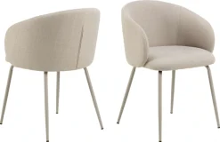 ACTONA GROUP Esszimmerstuhl »Eleanor 2er Set, gepolstert mit Armlehne, bequem, modern, beige« (Set) Skandinavisches Design, hoher Sitzkomfort & weicher Stoff