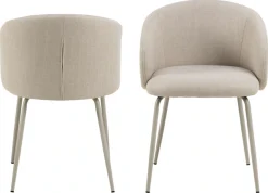 ACTONA GROUP Esszimmerstuhl »Eleanor 2er Set, gepolstert mit Armlehne, bequem, modern, beige« (Set) Skandinavisches Design, hoher Sitzkomfort & weicher Stoff