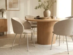 ACTONA GROUP Esszimmerstuhl »Eleanor 2er Set, gepolstert mit Armlehne, bequem, modern, beige« (Set) Skandinavisches Design, hoher Sitzkomfort & weicher Stoff