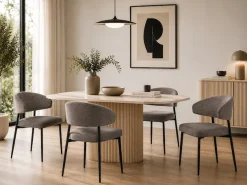 ACTONA GROUP Esszimmerstuhl »Edina 2er Set, Stoff - bequem & stilvoll, mehrere Farben, moderne« () Gepolstert, weicher Bezug & hoher Sitzkomfort, schwarze Stahlbeine