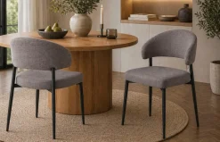 ACTONA GROUP Esszimmerstuhl »Edina 2er Set, Stoff - bequem & stilvoll, mehrere Farben, moderne« () Gepolstert, weicher Bezug & hoher Sitzkomfort, schwarze Stahlbeine