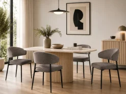ACTONA GROUP Esszimmerstuhl »Edina 2er Set, Stoff - bequem & stilvoll, mehrere Farben, moderne« () Gepolstert, weicher Bezug & hoher Sitzkomfort, schwarze Stahlbeine