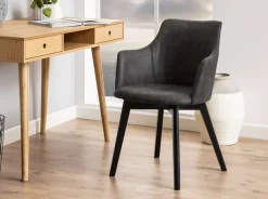 ACTONA GROUP Esszimmerstuhl »Bella« () Armlehnstuhl anthrazitgrau, Eichebeine, Harlekinnähten, 2er-Set