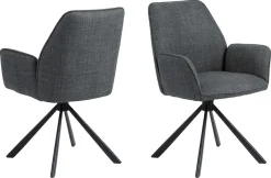 ACTONA GROUP Esszimmerstuhl »Glenda 2er-Set, 360° drehbar, mit Armlehnen, in mehreren Farben« () gepolstert, mit Armlehne, schwarze Stahlbeine, drehbar, 2er-Set