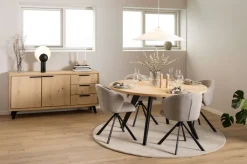 ACTONA GROUP Esszimmerstuhl »Pippa Armlehnstuhl, Drehstuhl,« () beiger Stoff, schwarze Stahlbeine, Nähte, Drehbar, 2er-Set.