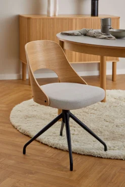 ACTONA GROUP Esszimmerstuhl »Lucy« () Stoff beige, Rücken Eichenfurnier, 4-Stern-Fußkreuz schwarz, drehbar