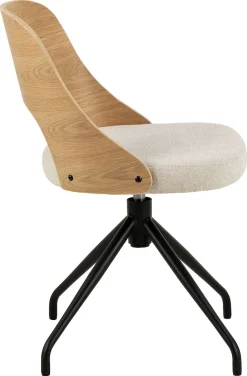 ACTONA GROUP Esszimmerstuhl »Lucy« () Stoff beige, Rücken Eichenfurnier, 4-Stern-Fußkreuz schwarz, drehbar
