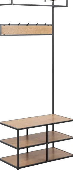 ACTONA GROUP Garderobenständer Metallgestell im Industrie-Look, 3 Einlegeböden, 5 Haken, Breite 77 cm