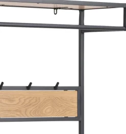 ACTONA GROUP Garderobenständer Metallgestell im Industrie-Look, 3 Einlegeböden, 5 Haken, Breite 77 cm
