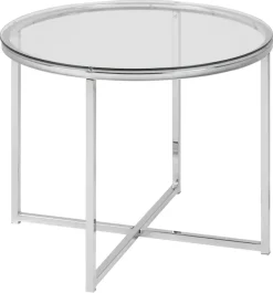 ACTONA GROUP Glastisch »Cross« Runder Beistelltisch, gehärtetem Klarglas, Stahlgestell, T: 55 cm