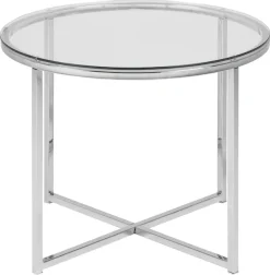 ACTONA GROUP Glastisch »Cross« Runder Beistelltisch, gehärtetem Klarglas, Stahlgestell, T: 55 cm