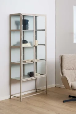 ACTONA GROUP Glasvitrine »Seaford, Vitrine« Vitrine, grauer Stahl, Oberboden und 4 Einlegeböden, 77x 35 x 185,6 cm