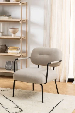 ACTONA GROUP Loungesessel »Dillon Polstersessel, Armlehne,« Loungestuhl, beiger Stoff, schwarze Stahlbeine, Sitzhöhe: 46,5 cm