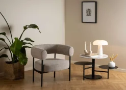 ACTONA GROUP Loungesessel »Oakfield, Polstersessel, Relaxsessel, mit Armlehnen, Hoher Komfort« Modern, Beiger Stoff, Schwarze Stel, Taschenfedern, Sitzhöhe: 43,5 cm