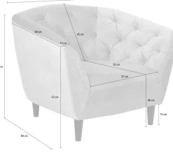 ACTONA GROUP Loungesessel »Ria Armlehnstuhl, Polstersessel, Einzelsofa, Relaxsessel,« 1-Sitzer, Samtstoff, Massivholz-Beine, Taschenfederkern, Tufting