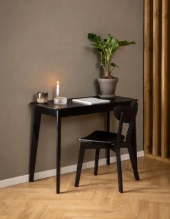 ACTONA GROUP Schreibtisch »Roxby« Schreibtisch, matt schwarz SH Lack Eiche Furnier,100x50x75 cm