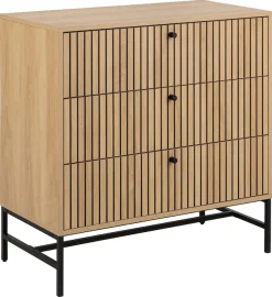 ACTONA GROUP Sideboard »Albany« Eiche-Optik, Lamellenfront, 3 Schubladen, B: 80, 6 cm