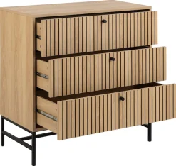 ACTONA GROUP Sideboard »Albany« Eiche-Optik, Lamellenfront, 3 Schubladen, B: 80, 6 cm