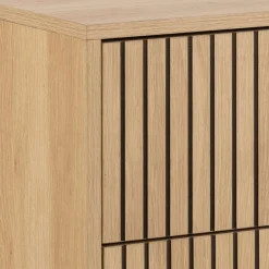 ACTONA GROUP Sideboard »Albany« Eiche-Optik, Lamellenfront, 3 Schubladen, B: 80, 6 cm
