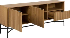 ACTONA GROUP Sideboard »Jaipur Anrichte, Kommode,« Eiche-Optik, 2 Türen, 2 Einlegeböden, Lamellenfront