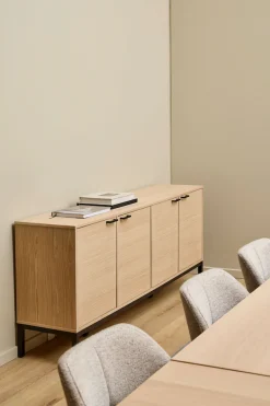 ACTONA GROUP Sideboard »Kensington« Anrichte, 4 Türen und 4 Böden weiss pigmentiertEiche, 180x40x80cm